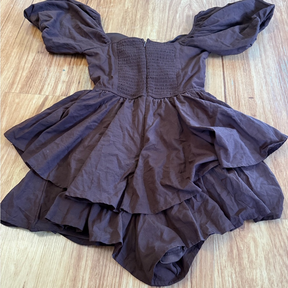 Altar'd State Brown Puff Sleeve Dress